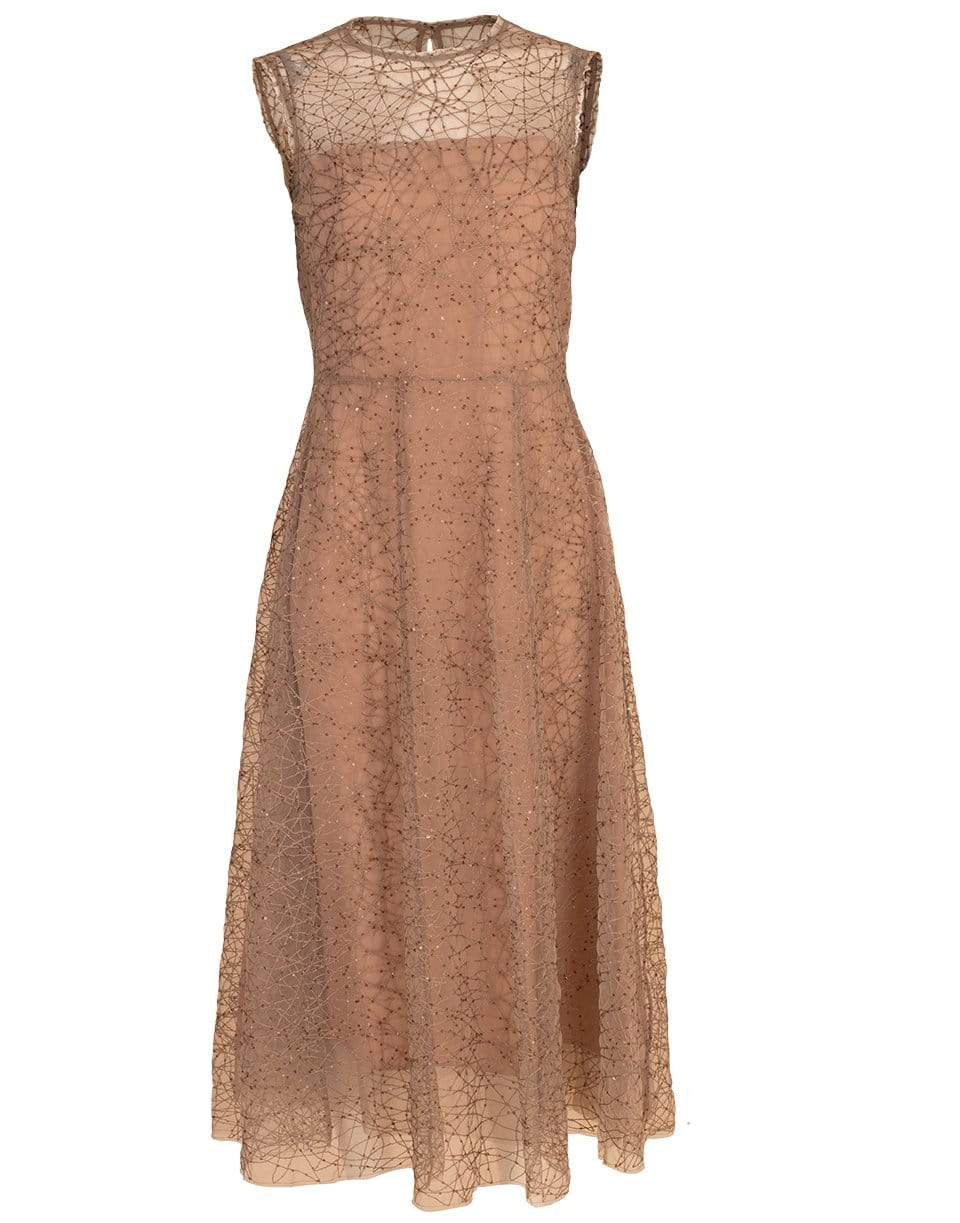 BRUNELLO CUCINELLI-Paillette Embroidered Organza Midi Dress-NUDE