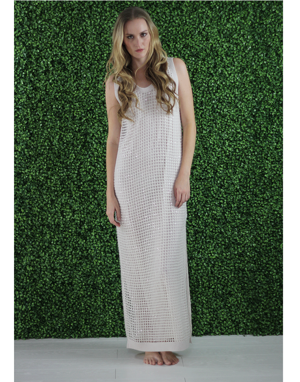 BRUNELLO CUCINELLI-Luxury Net Maxi Dress-VANILLA