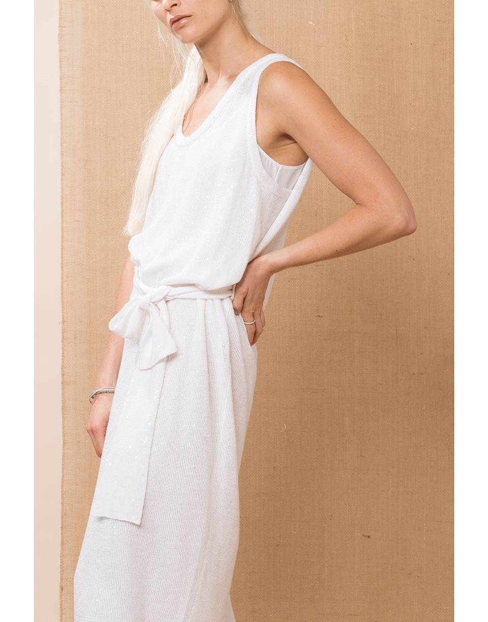 BRUNELLO CUCINELLI-Cape Back Belted Paillette Dress-