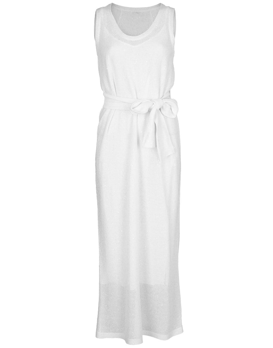 BRUNELLO CUCINELLI-Cape Back Belted Paillette Dress-