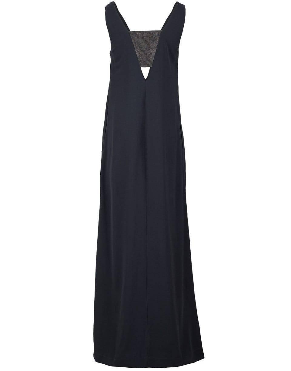 BRUNELLO CUCINELLI-Sleeveless Silk Gown with Monili Band-