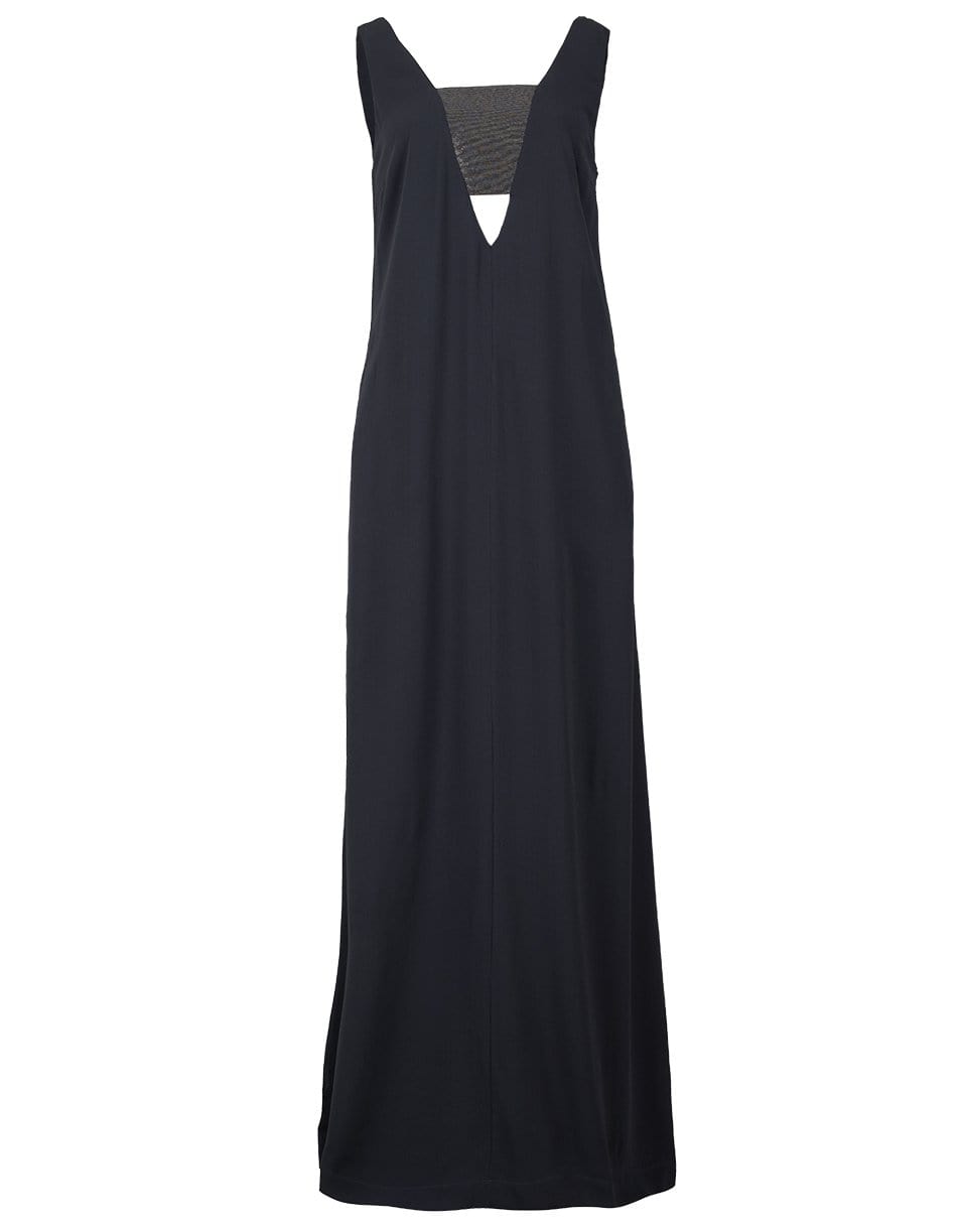BRUNELLO CUCINELLI-Sleeveless Silk Gown with Monili Band-