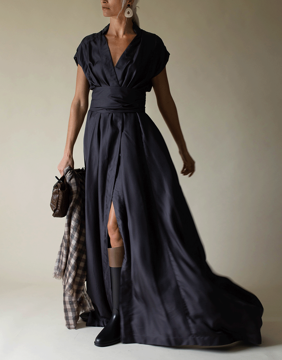 BRUNELLO CUCINELLI-Silk Twill Wrap Full Gown-