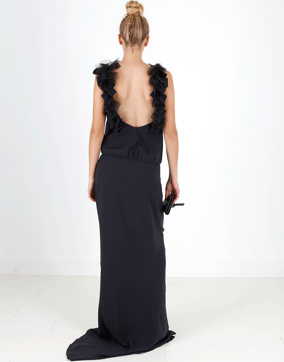 BRUNELLO CUCINELLI-Tulle Petal Stripe Silk Gown-VOLCANO