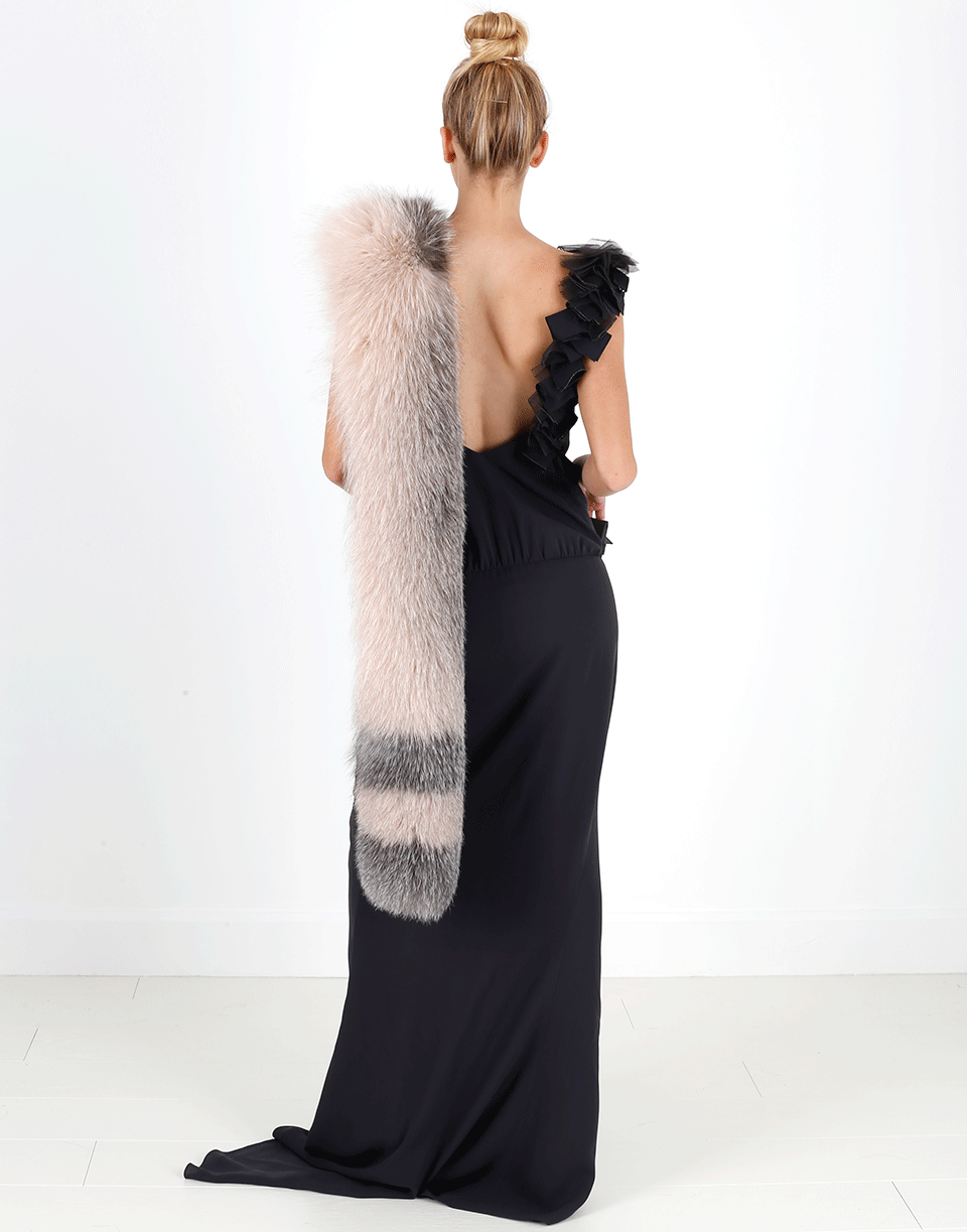 BRUNELLO CUCINELLI-Tulle Petal Stripe Silk Gown-VOLCANO