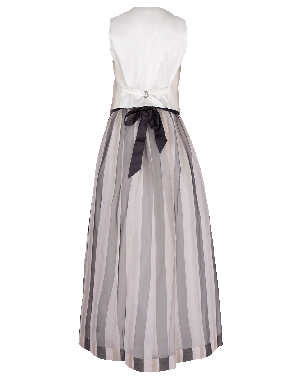 BRUNELLO CUCINELLI-Satin Cumberbund And Chevron Vest Gown-WHT/GRY