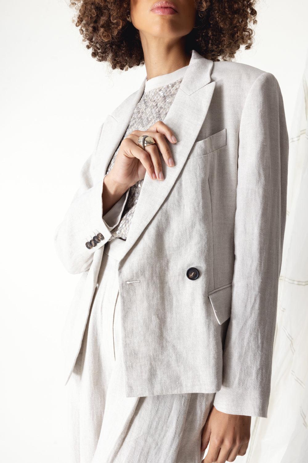 Sparkling Blazer-BEIGE-38-CLOTHINGJACKETBLAZERS-BRUNELLO CUCINELLI
