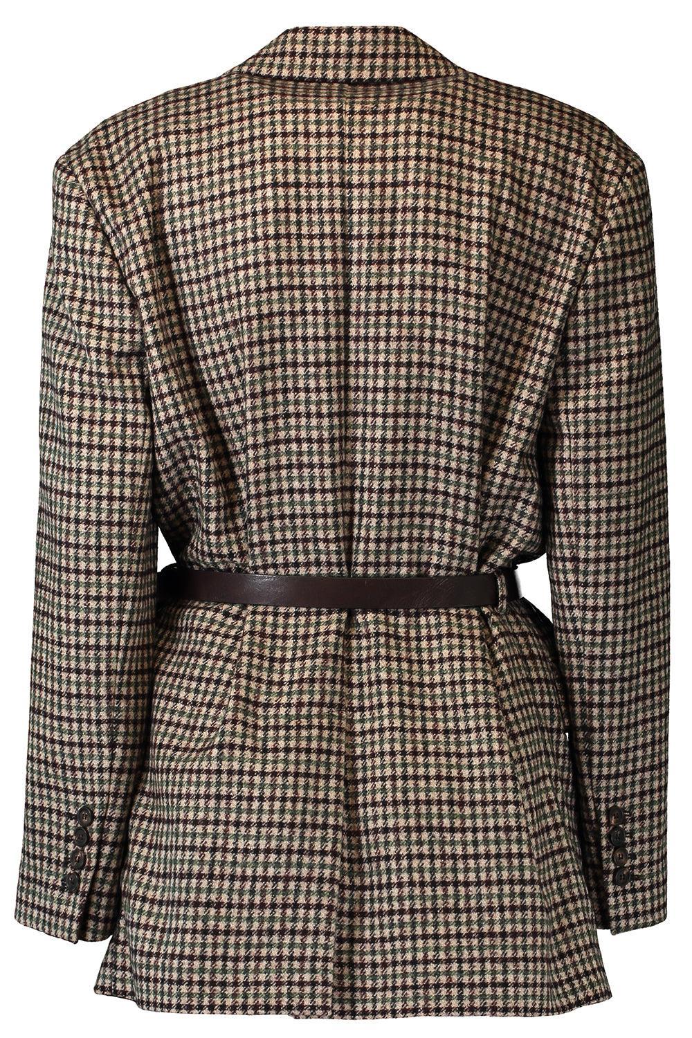 Prince Of Whales Mixed Media Belt Blazer-BROWN-38-CLOTHINGJACKETBLAZERS-BRUNELLO CUCINELLI