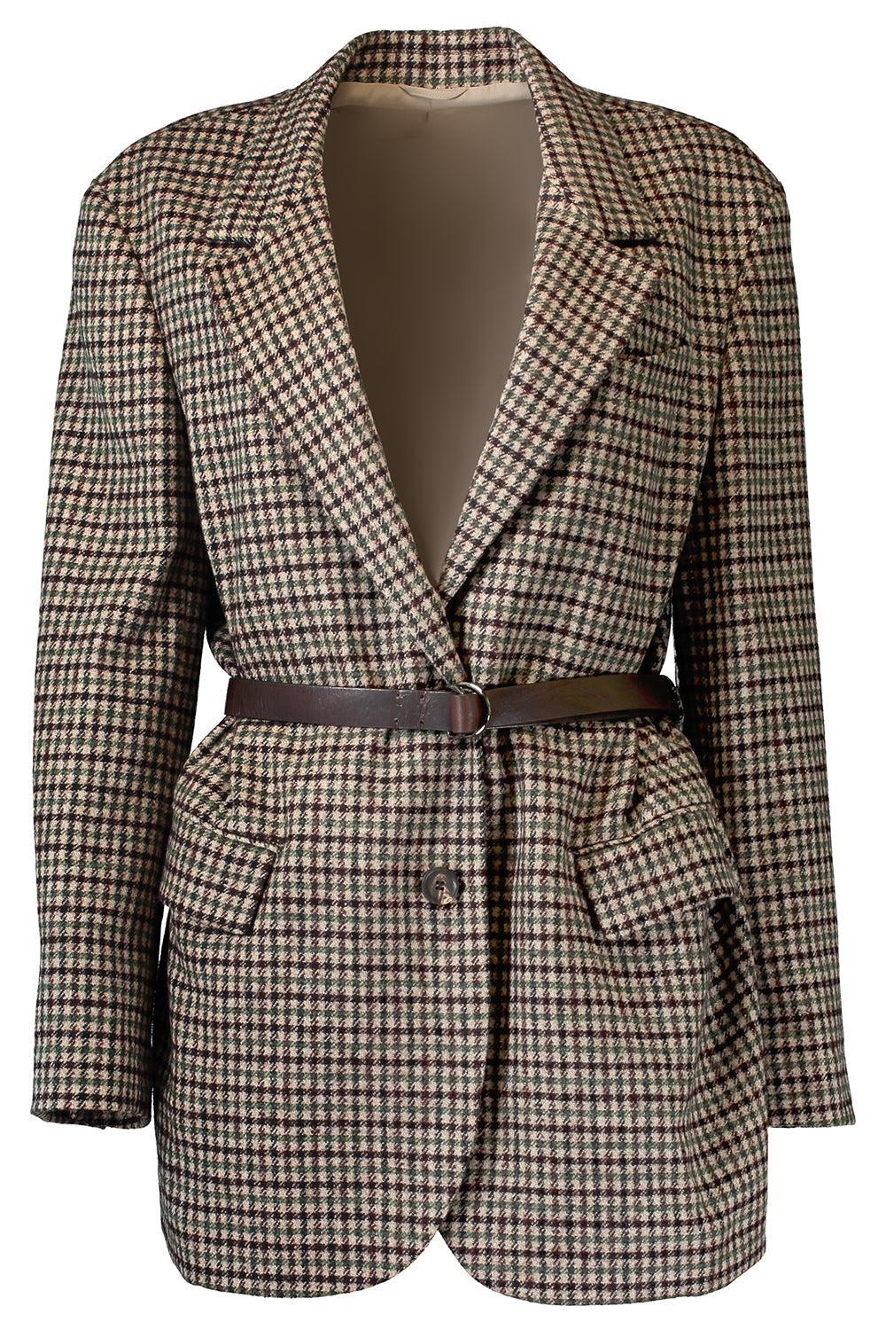 Prince Of Whales Mixed Media Belt Blazer-BROWN-38-CLOTHINGJACKETBLAZERS-BRUNELLO CUCINELLI