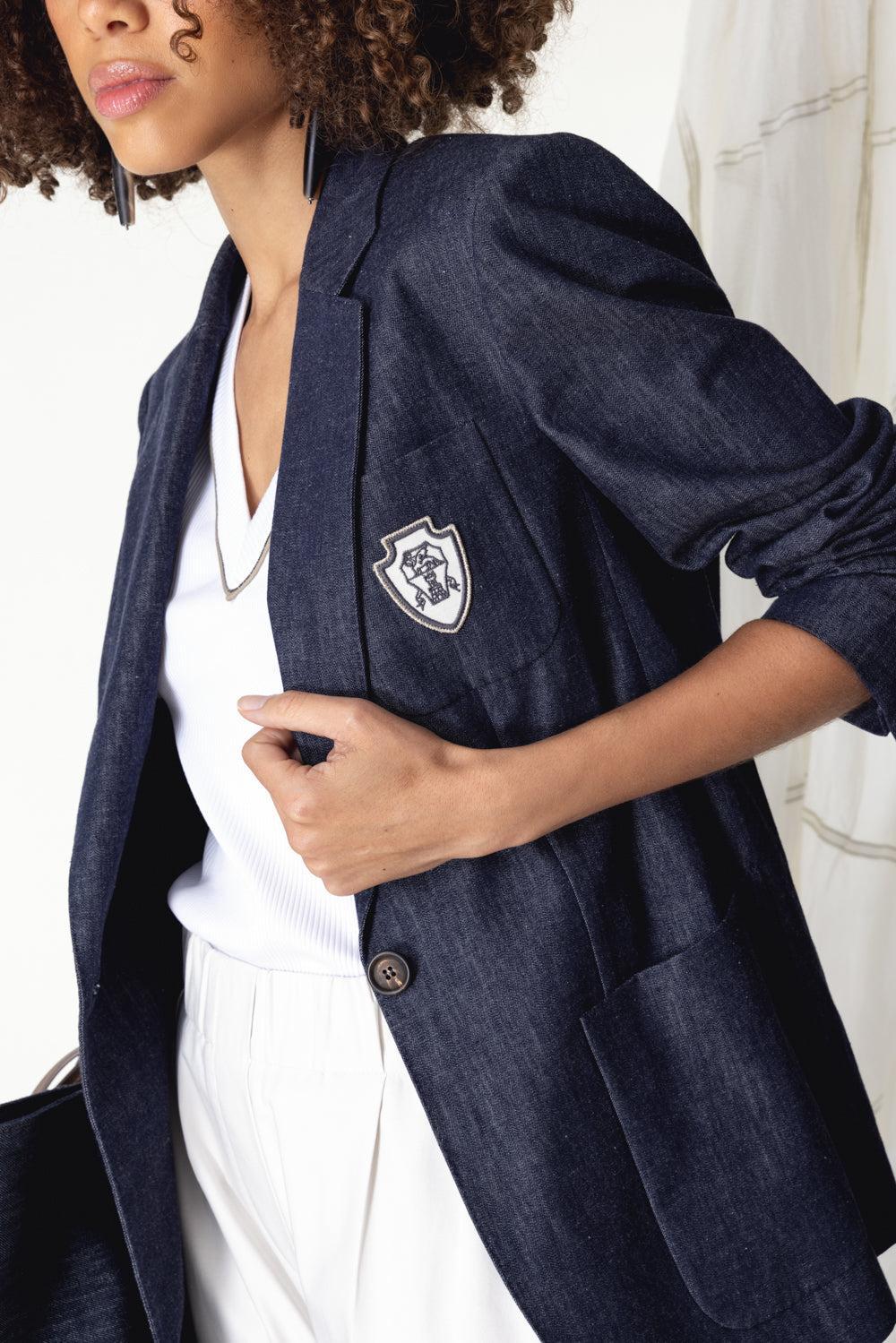 No Fade Crest Blazer-DENIM-38-CLOTHINGJACKETBLAZERS-BRUNELLO CUCINELLI