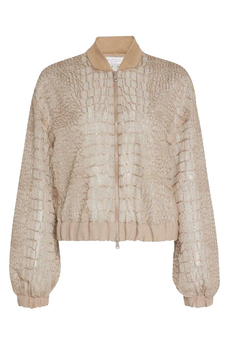 BRUNELLO CUCINELLI-Embellished Bomber Jacket-