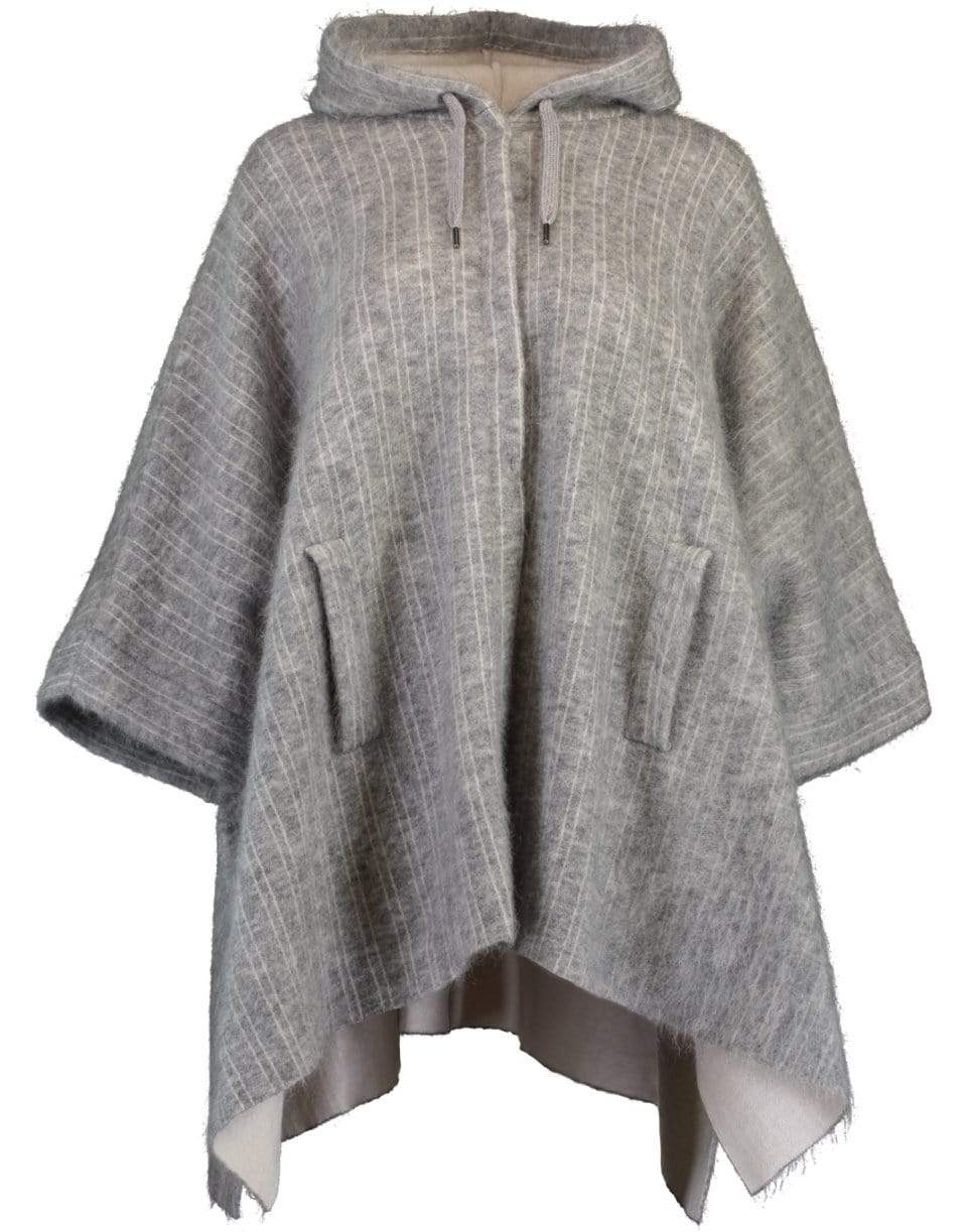 BRUNELLO CUCINELLI-Wool Mohair Hooded Poncho-