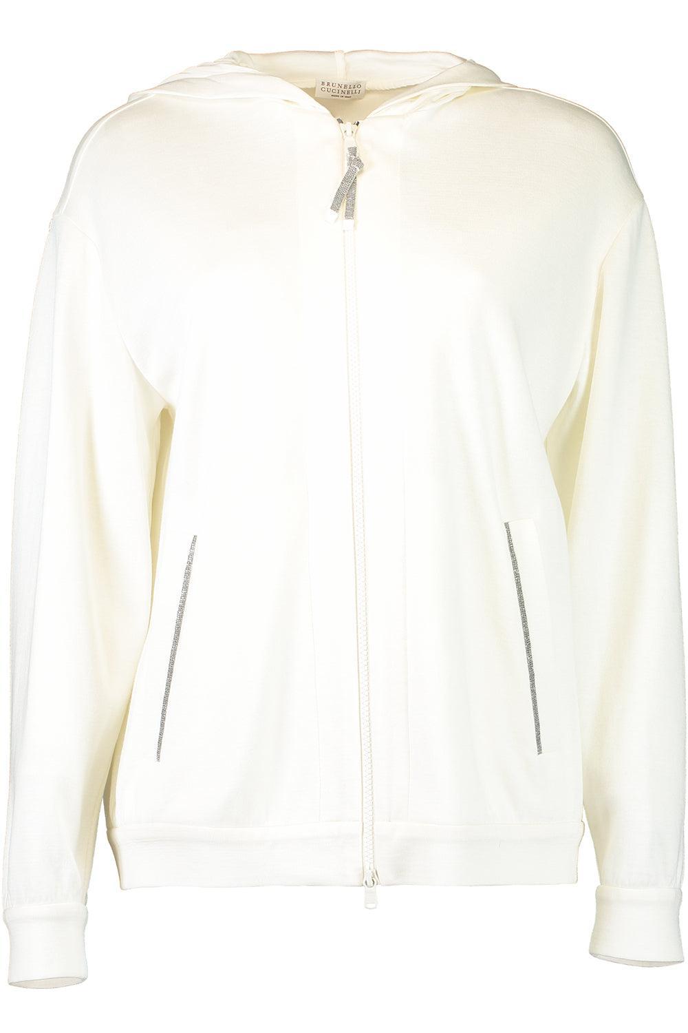 Precious Zipper Hooded Sweatshirt-NAT/NAT-XS-CLOTHINGJACKETCASUAL-BRUNELLO CUCINELLI