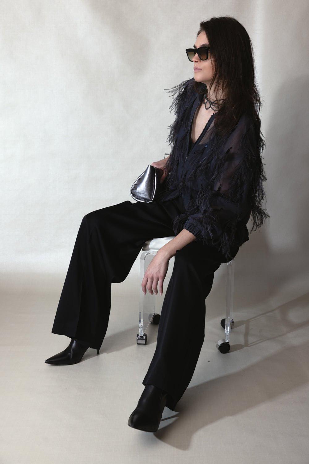 BRUNELLO CUCINELLI-Dazzling Feather Embroidered Bomber Jacket-