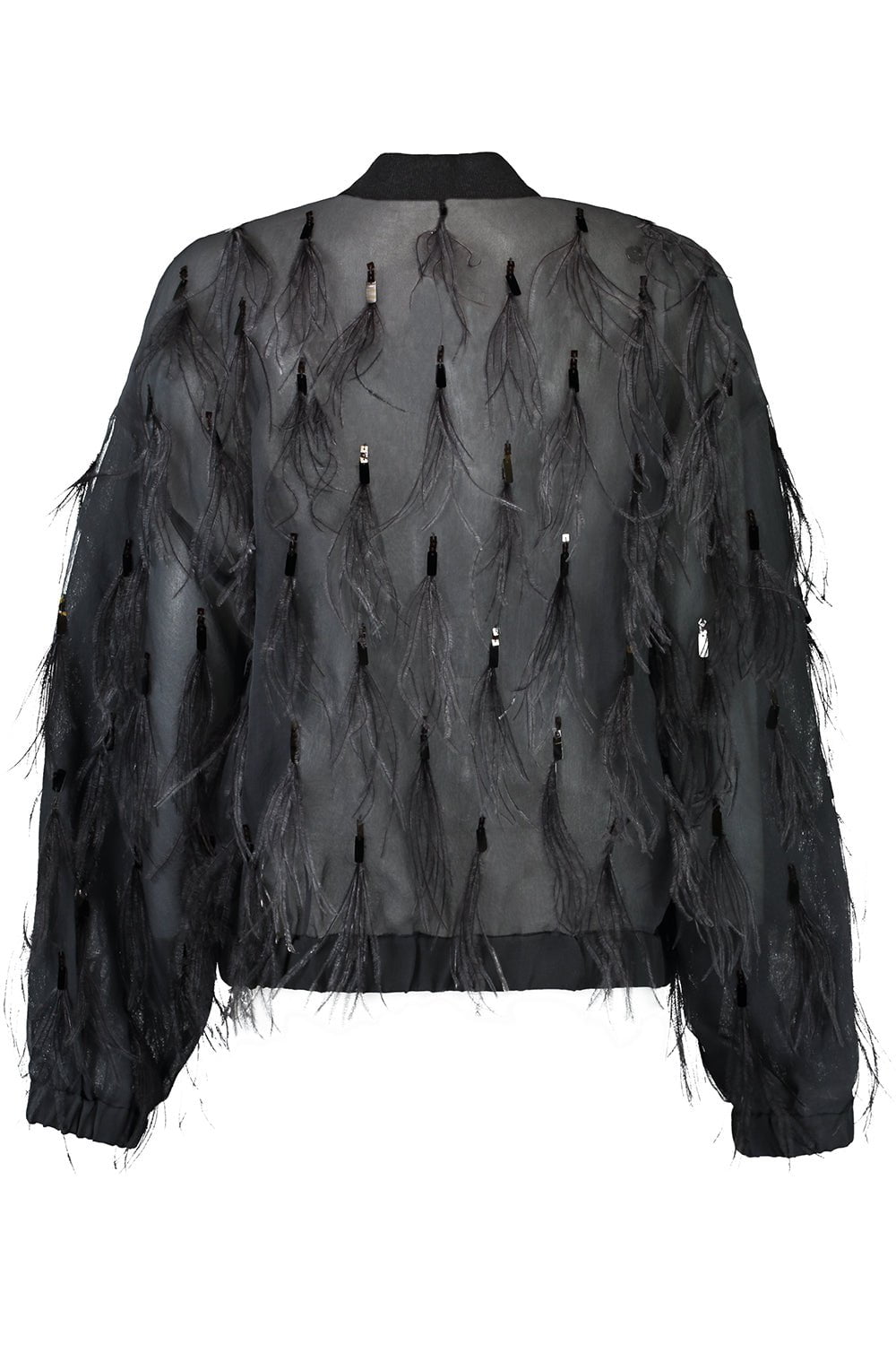 BRUNELLO CUCINELLI-Dazzling Feather Embroidered Bomber Jacket-