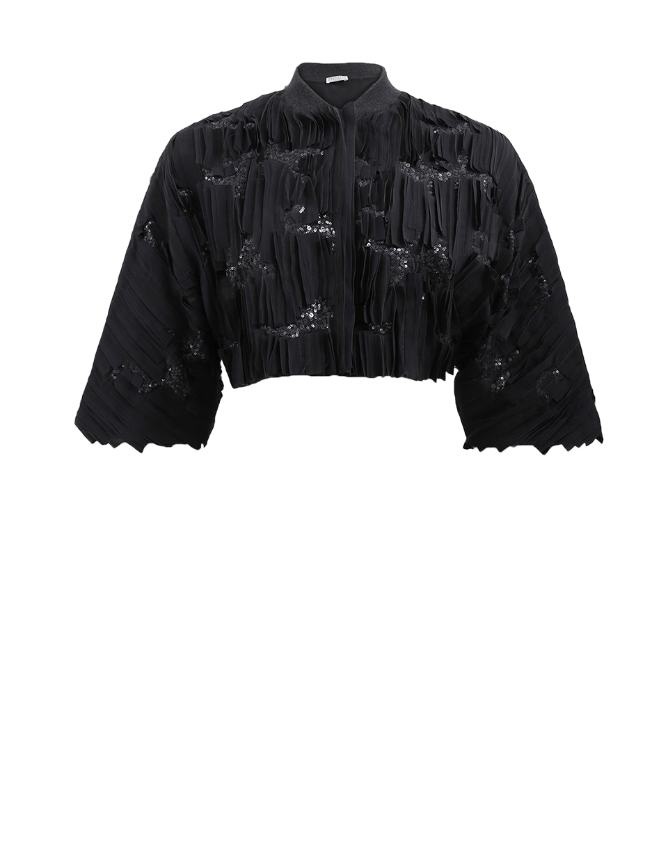 BRUNELLO CUCINELLI-Silk Cropped Bomber Jacket-