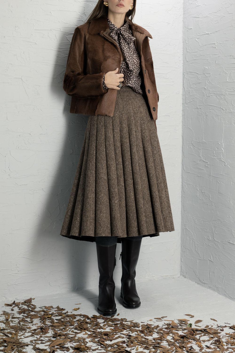 Button Front Fur Jacket-BROWN-42-CLOTHINGJACKETEVENING-BRUNELLO CUCINELLI