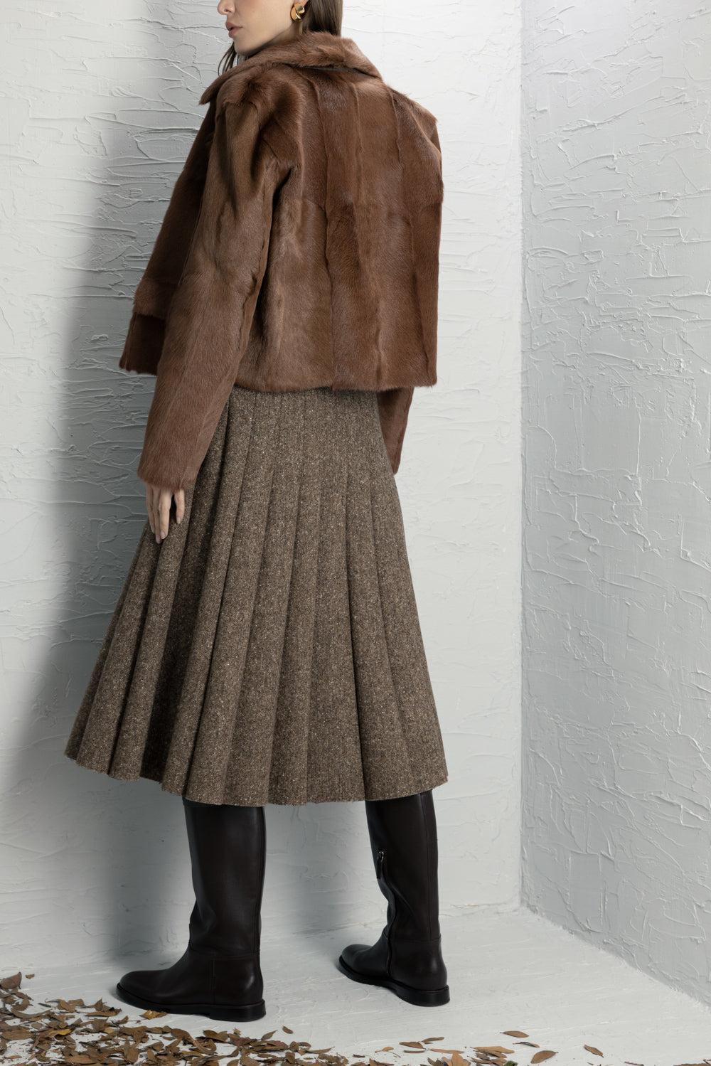 Button Front Fur Jacket-BROWN-42-CLOTHINGJACKETEVENING-BRUNELLO CUCINELLI