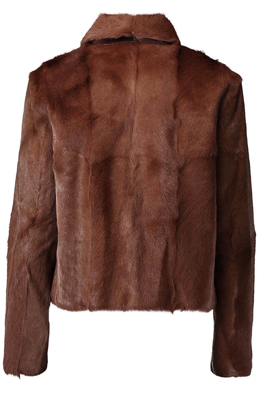 Button Front Fur Jacket-BROWN-42-CLOTHINGJACKETEVENING-BRUNELLO CUCINELLI