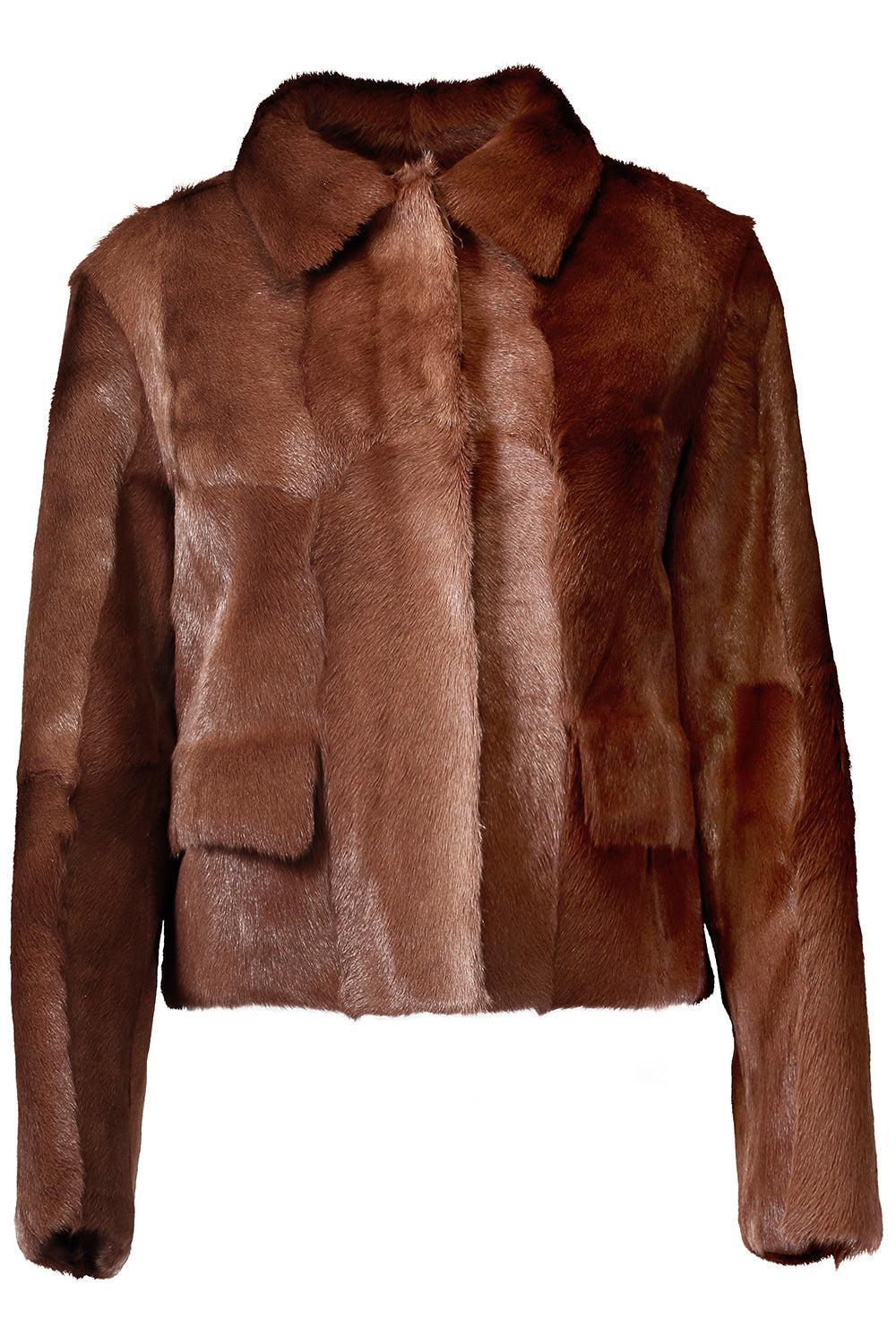 Button Front Fur Jacket-BROWN-42-CLOTHINGJACKETEVENING-BRUNELLO CUCINELLI