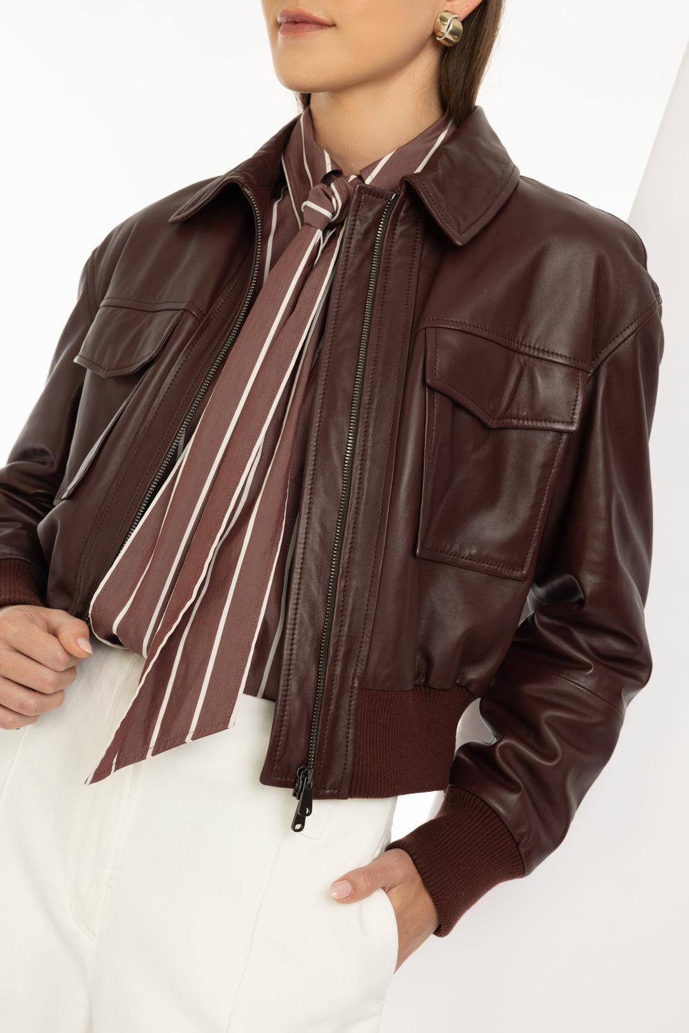 Nappa Bomber Jacket-BORDEAUX-40-CLOTHINGJACKETLEATHER-BRUNELLO CUCINELLI