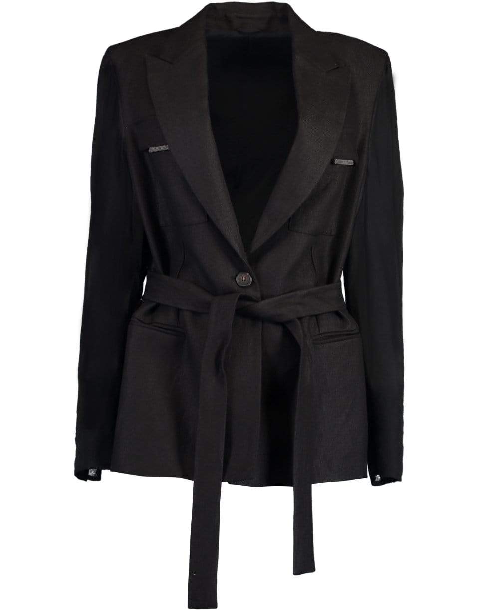 BRUNELLO CUCINELLI-Utilitarian Linen Wrap Jacket-