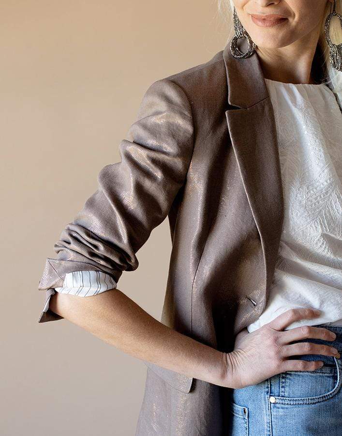 BRUNELLO CUCINELLI-Metallic Linen Jacket-