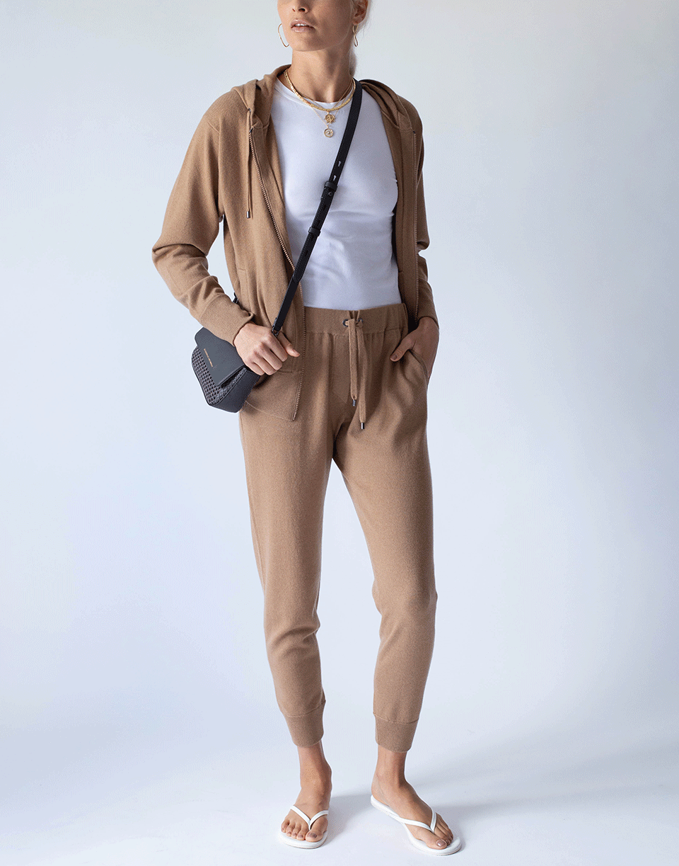 BRUNELLO CUCINELLI-Caramel Cashmere Ribbed Monili Tab Zip Front Jacket-