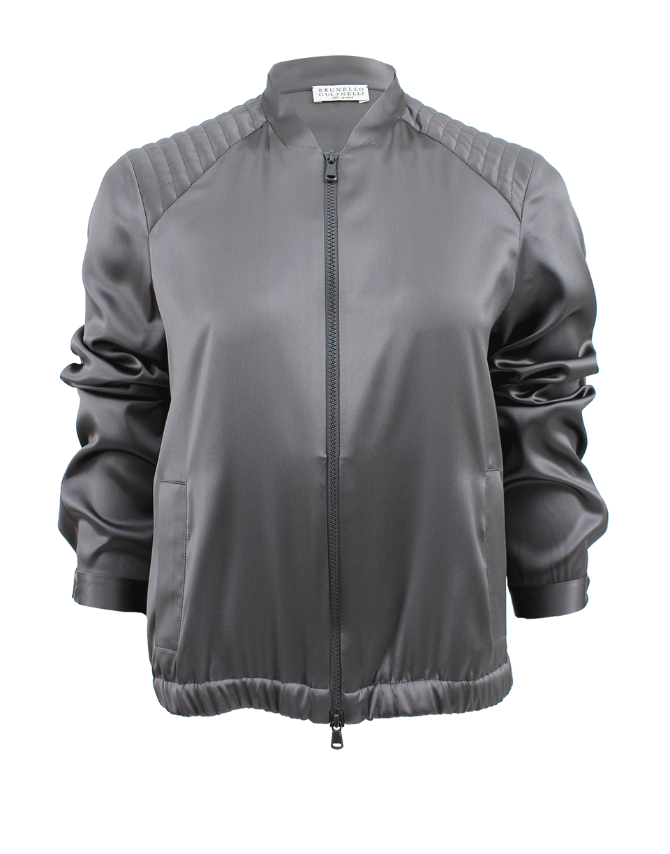 BRUNELLO CUCINELLI-Satin Bomber Biker Jacket-