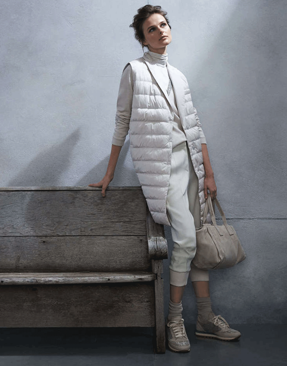 BRUNELLO CUCINELLI-Silk Puffer Vest-DOVE