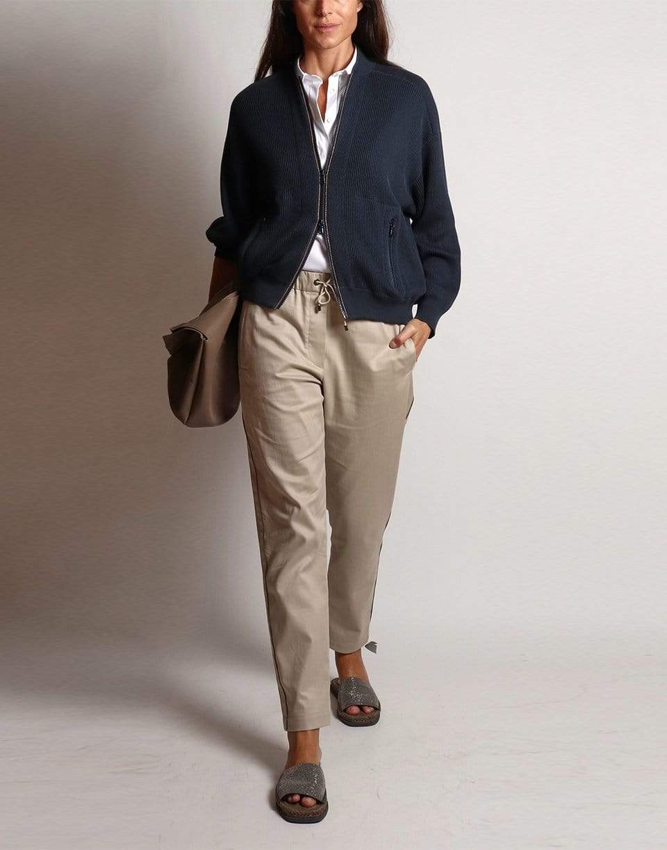 BRUNELLO CUCINELLI-Cotton Rib Zip Front Jacket-