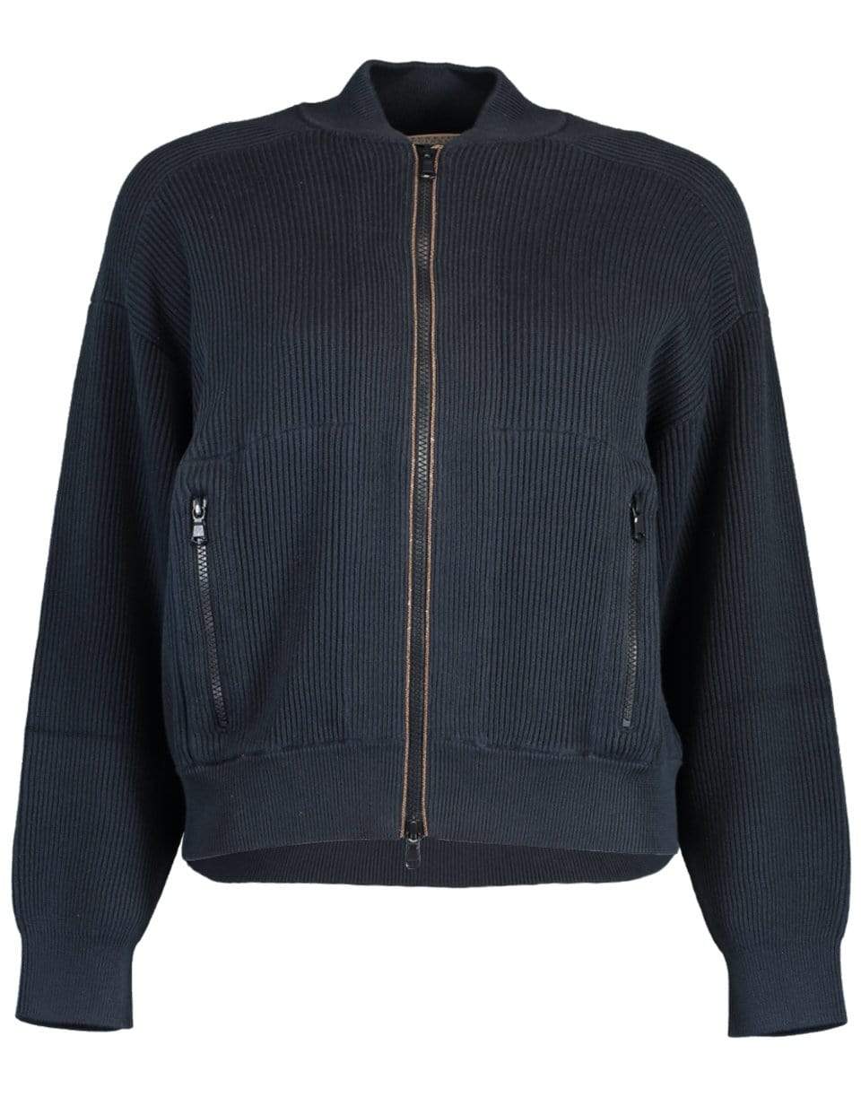 BRUNELLO CUCINELLI-Cotton Rib Zip Front Jacket-