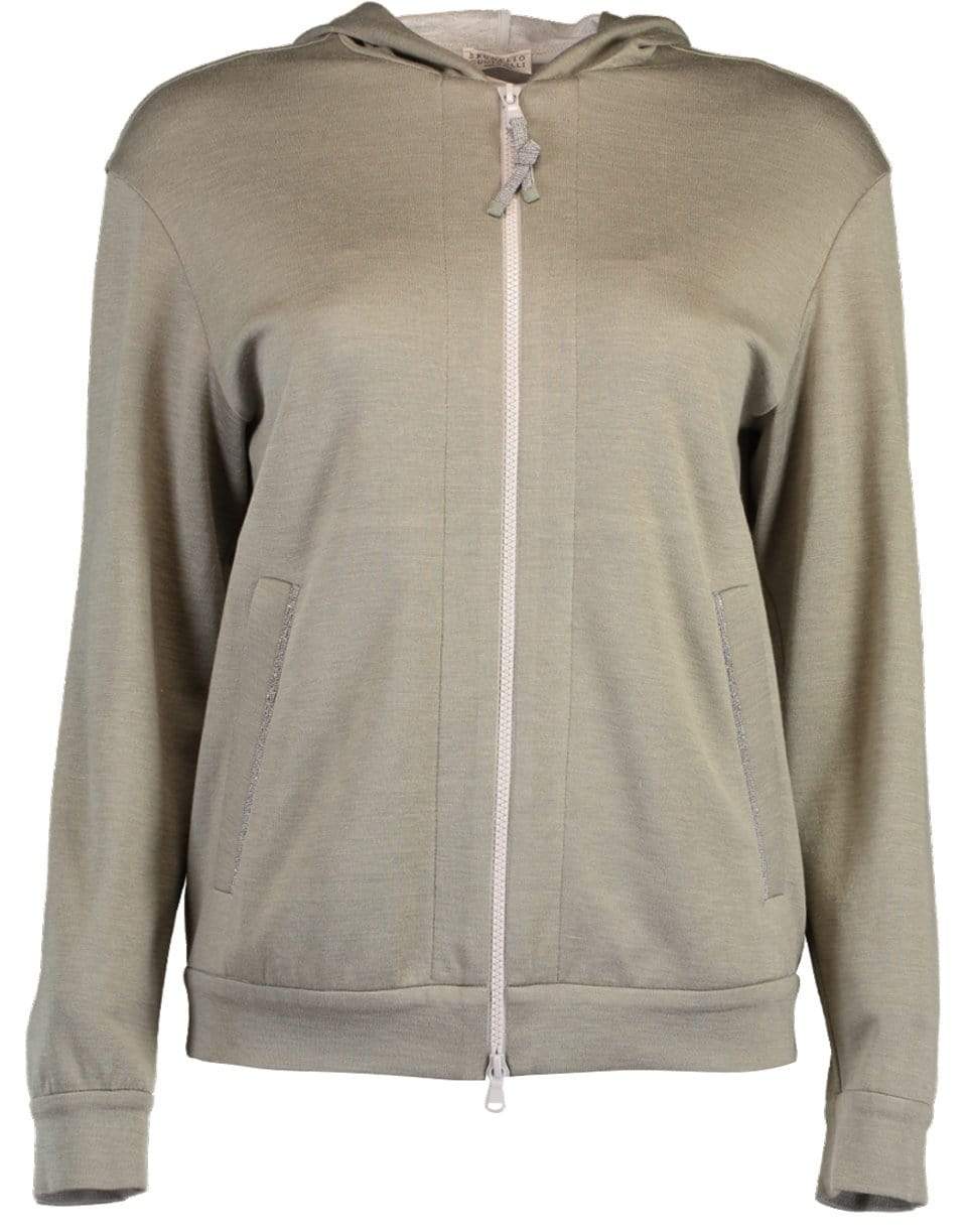 BRUNELLO CUCINELLI-Military Cashmere and Silk Zip Up Jacket-