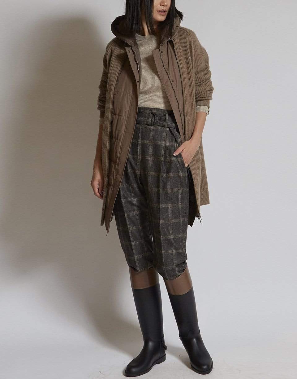 BRUNELLO CUCINELLI-Cashmere Rib Knit and Nylon Vest Overcoat-