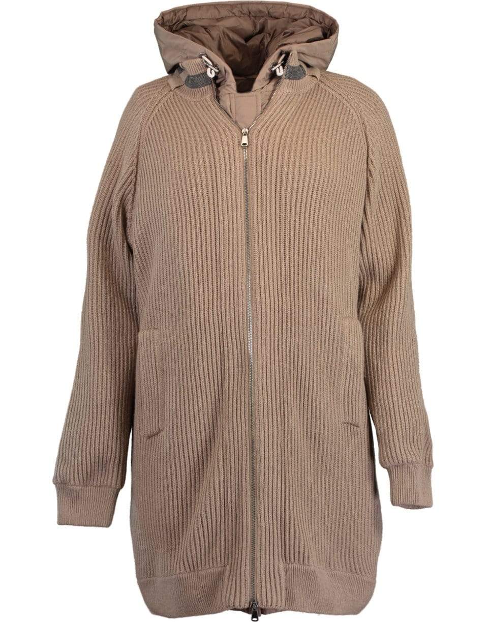 BRUNELLO CUCINELLI-Cashmere Rib Knit and Nylon Vest Overcoat-