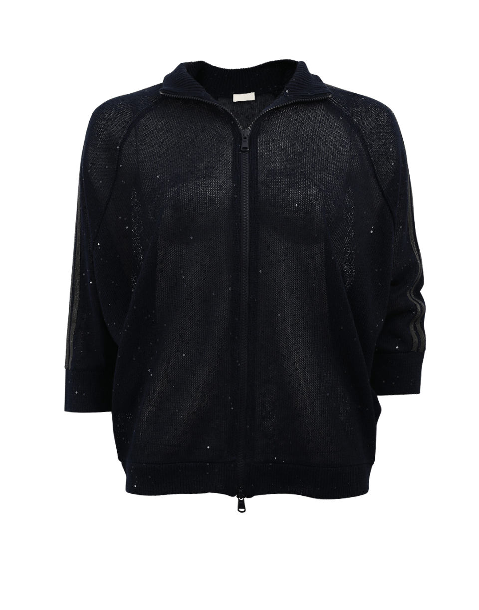 BRUNELLO CUCINELLI-Linen And Silk Monili Bomber-