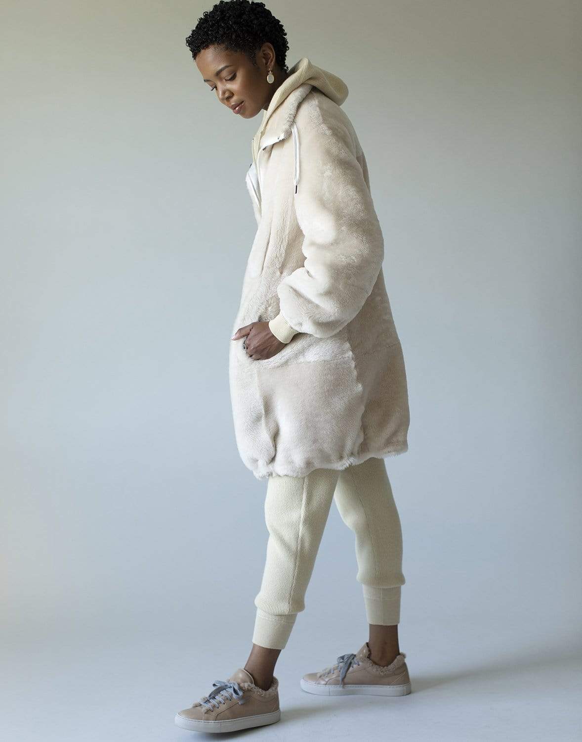 BRUNELLO CUCINELLI-Shearling Mid Length Coat-PANAMA