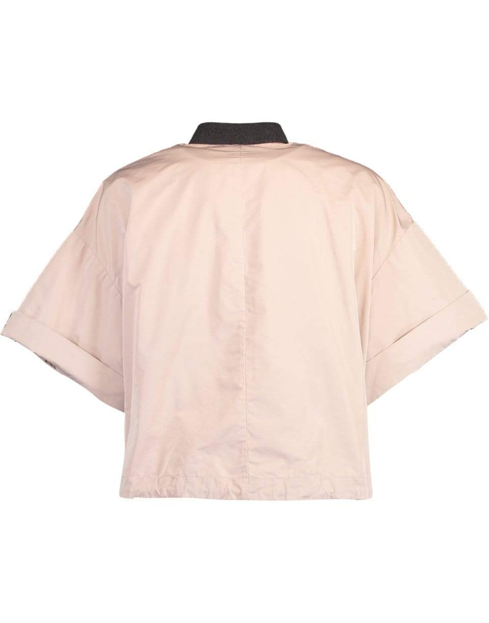 BRUNELLO CUCINELLI-Rolled Sleeve Cropped Bomber Jacket-PINK