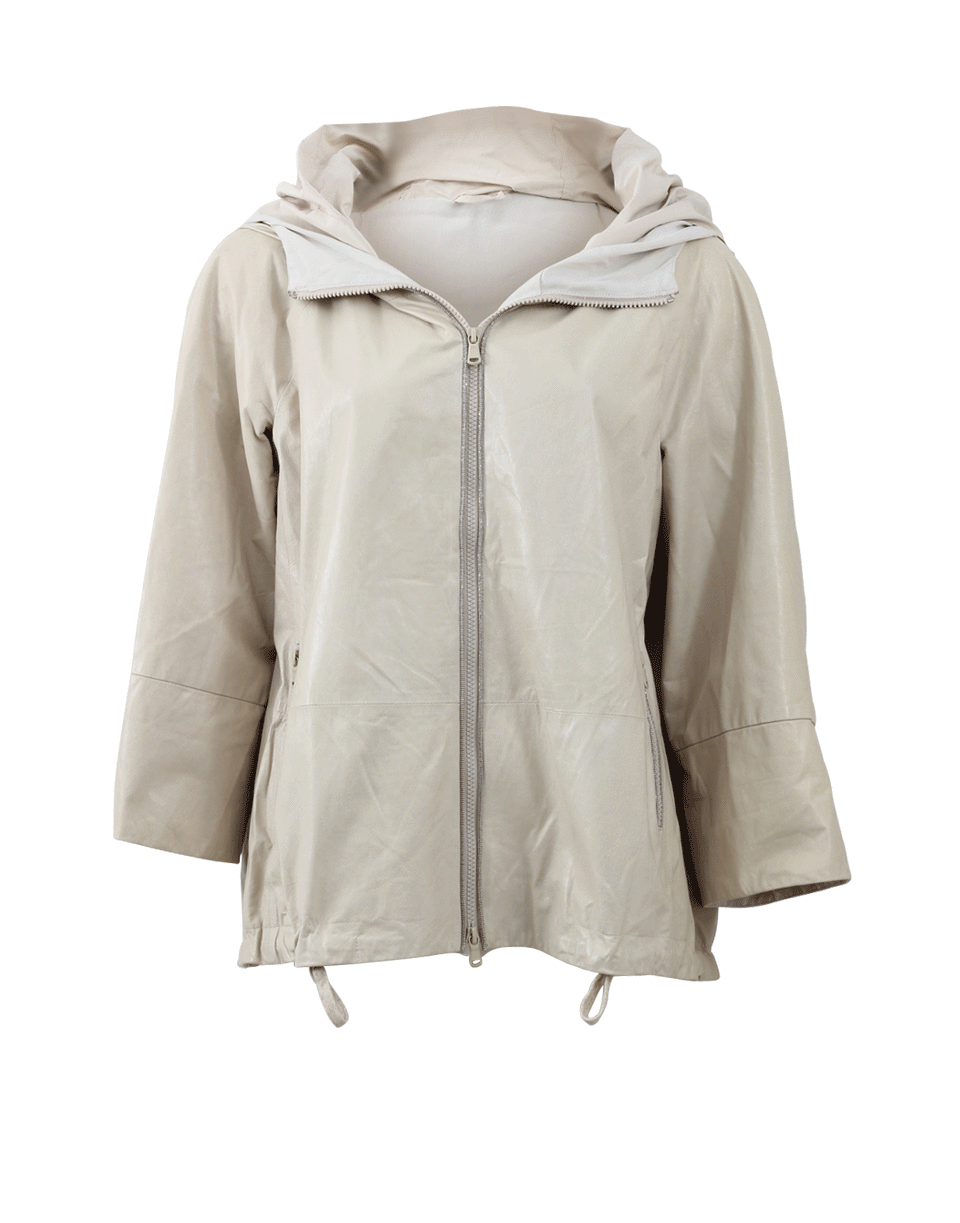 BRUNELLO CUCINELLI-Leather Monili Trim Annorak-