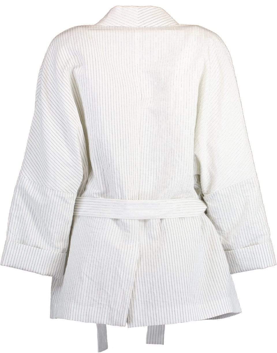 BRUNELLO CUCINELLI-Cotton Linen Pinstripe Wrap Jacket-