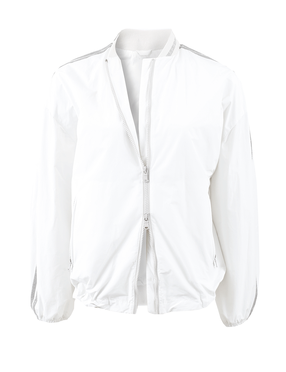 BRUNELLO CUCINELLI-Monili Stripe Taffeta Bomber-WHITE