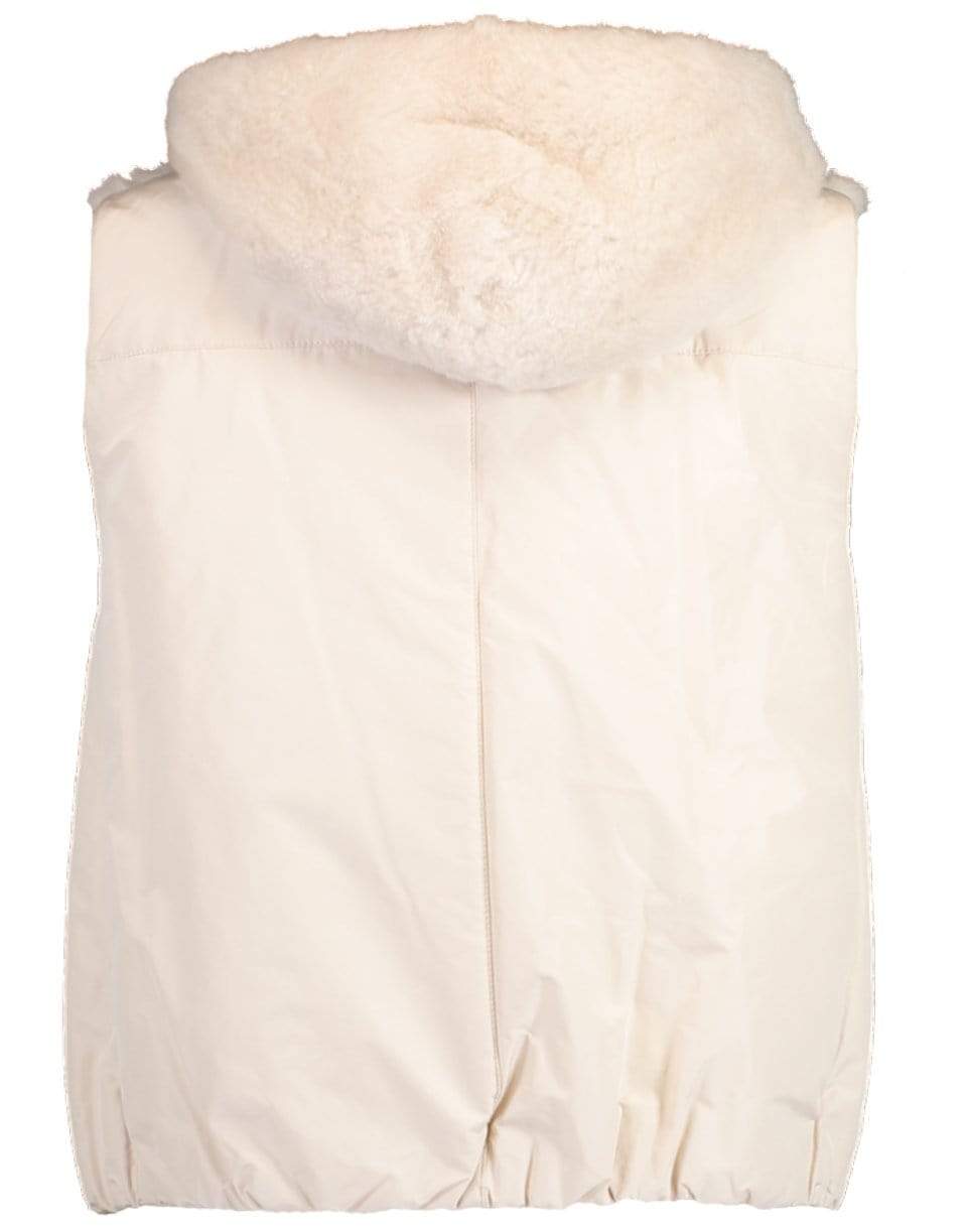 BRUNELLO CUCINELLI-Cashmere and Fur Nylon Hooded Vest-OAT