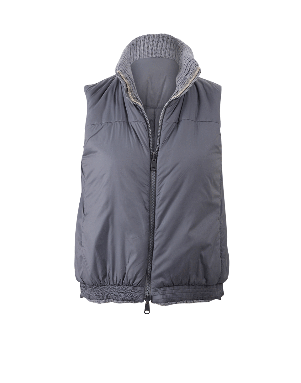 BRUNELLO CUCINELLI-Reversible Rib Front Vest With Monili-