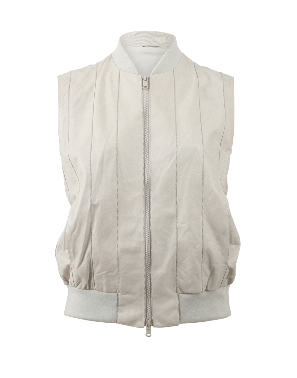 BRUNELLO CUCINELLI-Leather Monili Pinstripe Vest-VANILLA