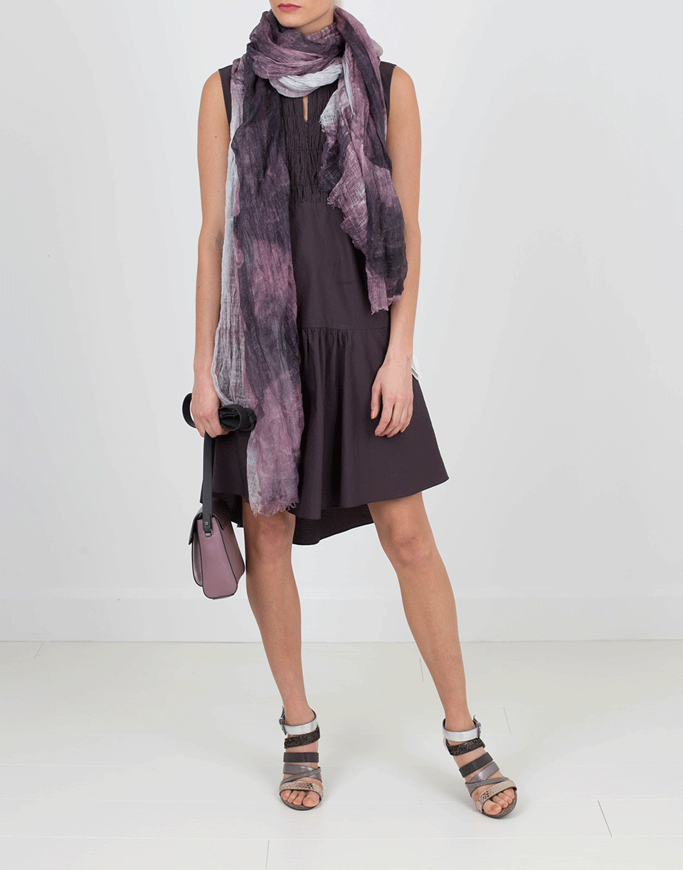 BRUNELLO CUCINELLI-Multi Floral Linen Scarf-AMETHYST