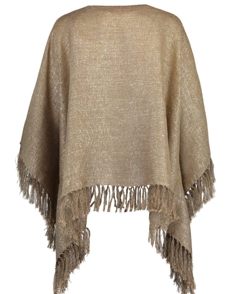 BRUNELLO CUCINELLI-Camel Metallic Fine Knit Poncho-CAMEL/OR