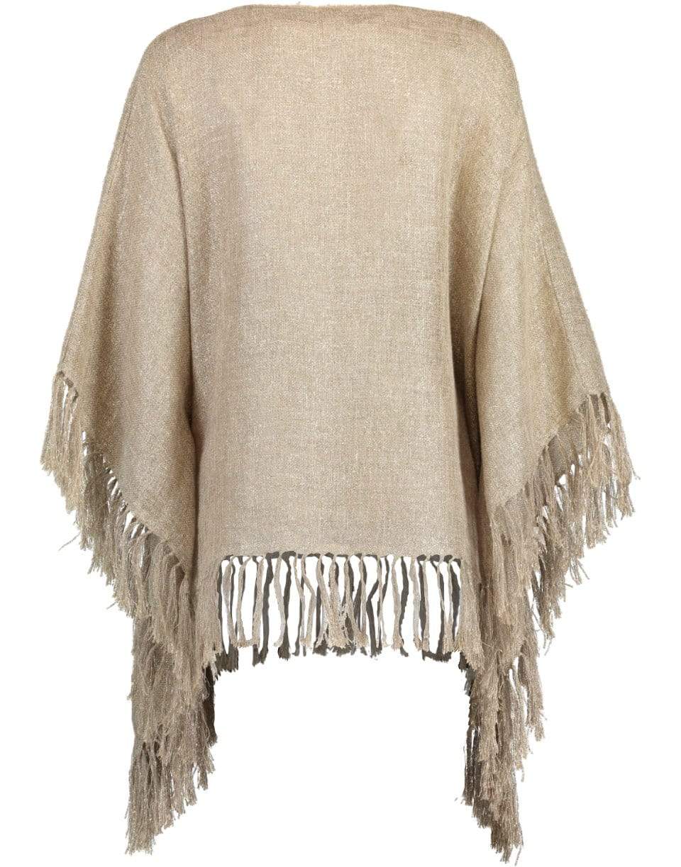 BRUNELLO CUCINELLI-Boatneck Fringe Poncho-GOLD