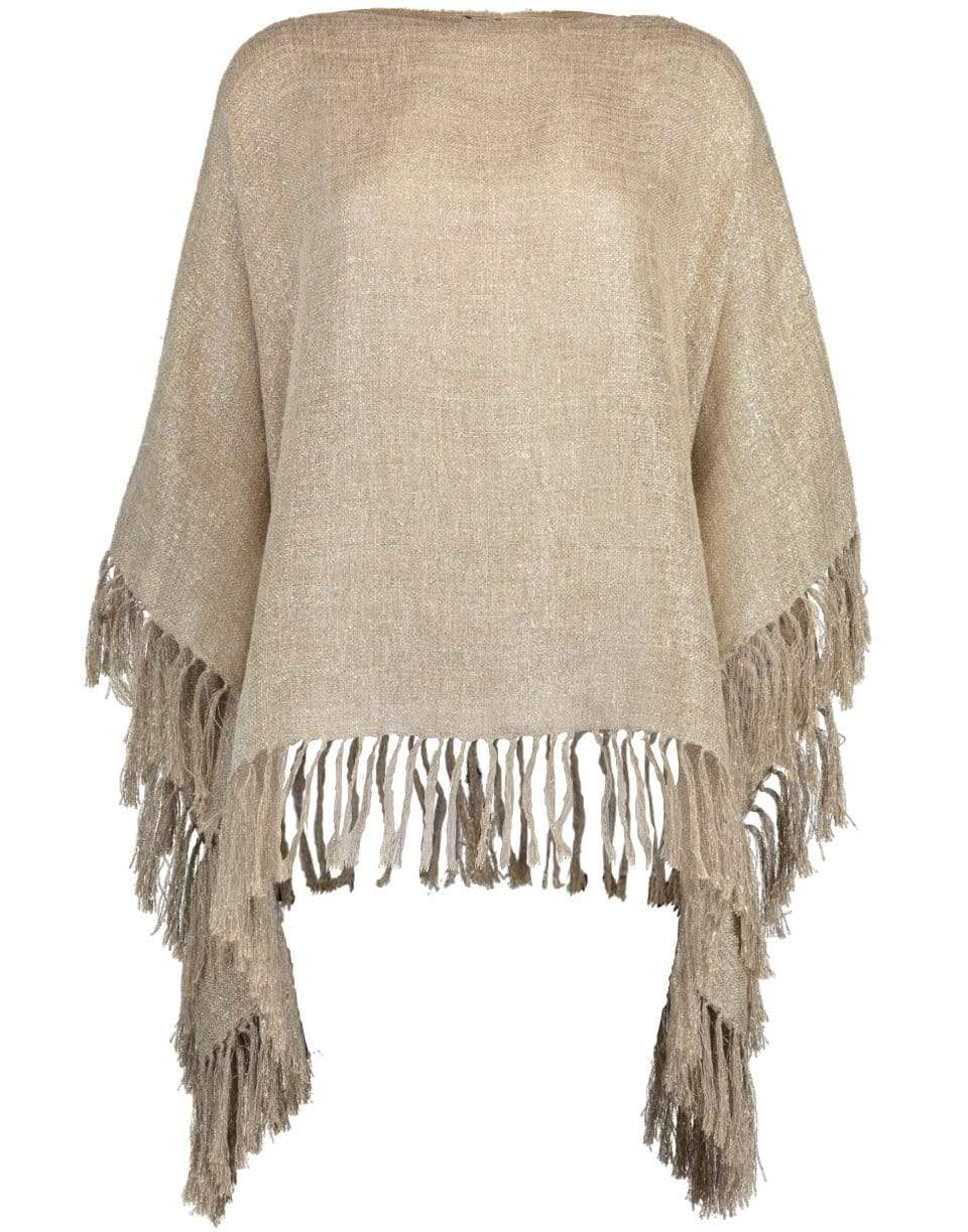 BRUNELLO CUCINELLI-Boatneck Fringe Poncho-GOLD