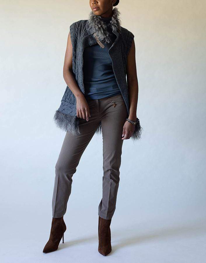 BRUNELLO CUCINELLI-Slash Zip Pocket Slim Pant-BROWN
