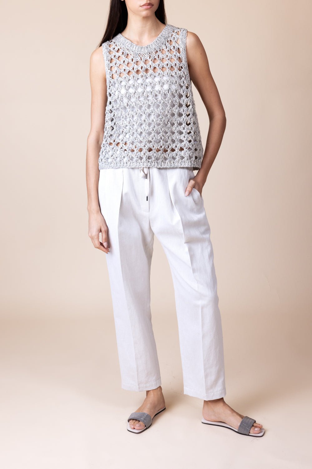BRUNELLO CUCINELLI-Pleated Straight Leg Pant-